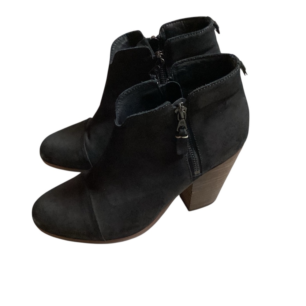 Rag & Bone Margot Black Leather Moto Zip Ankle Boots, Size 38.5 | 8.5 - Picture 3 of 5